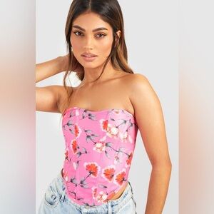 BENGALINE FLORAL PRINTED CORSET TOP